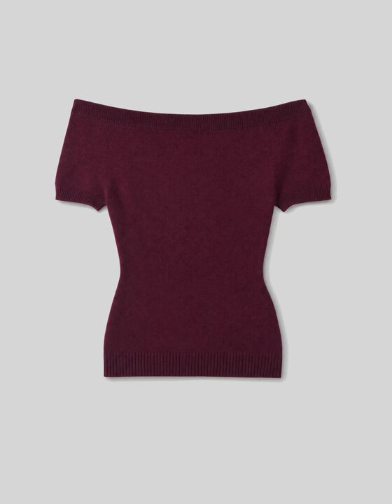 BARDOT-NECK KNIT TOP