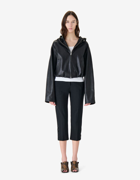 LEATHER HOODED JACKET