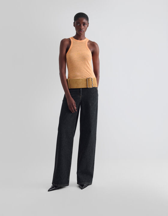 FITTED LINEN TANK TOP