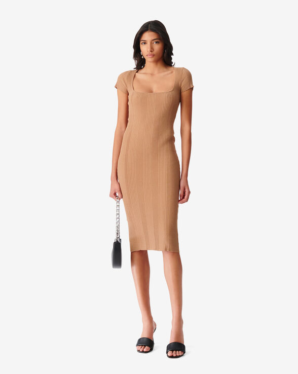 ROBE EN MAILLE À COL CARRÉ PHEBO