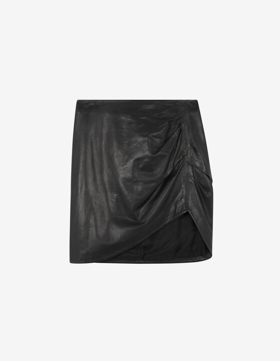 DRAPED LEATHER SKIRT