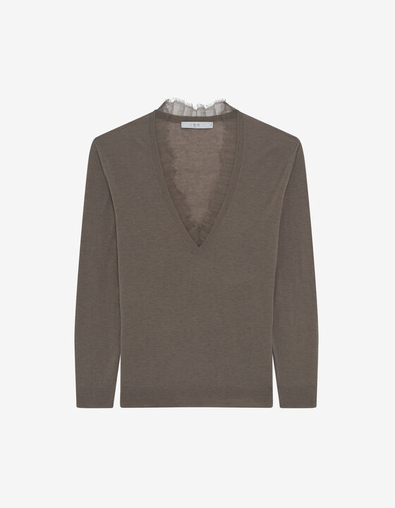 HABY LACE V-NECK SWEATER