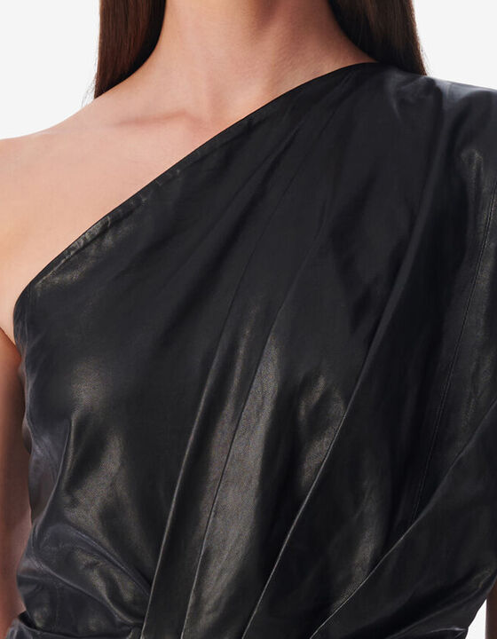 ROBE ASYM&Eacute;TRIQUE EN CUIR