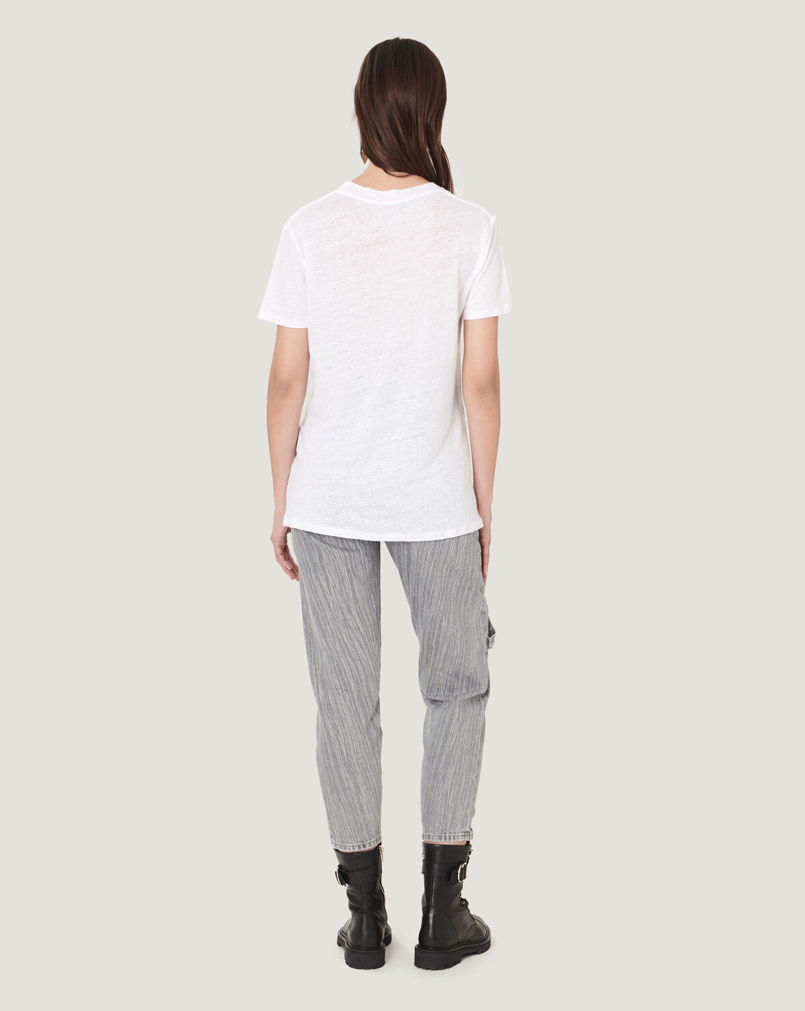 LUCIANA CREW NECK LINEN T SHIRT image number null