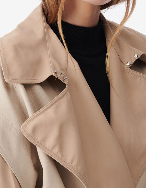 LONG TWO-TONED TRENCH COAT