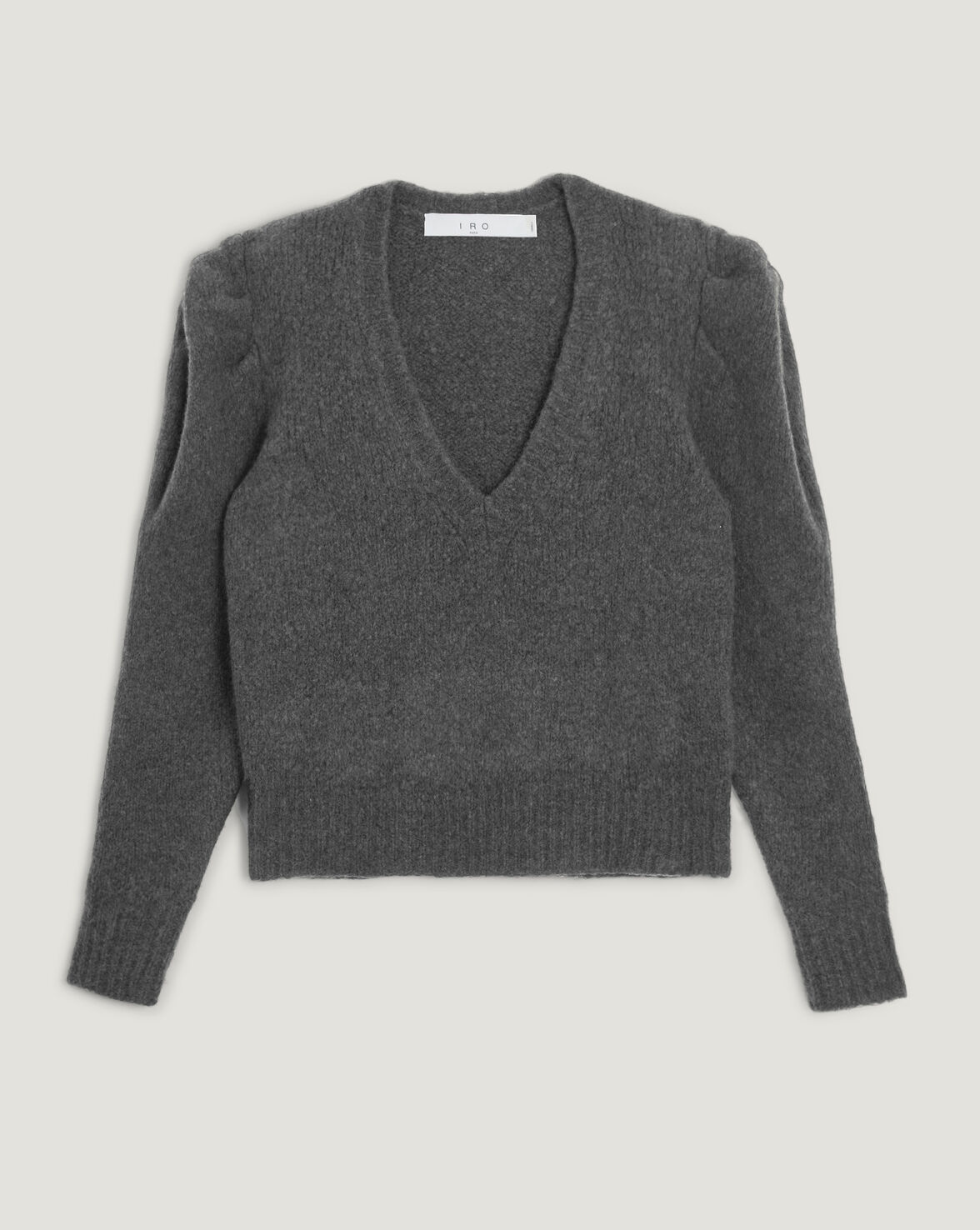 OVER PUFF SLEEVE V NECK SWEATER image number null