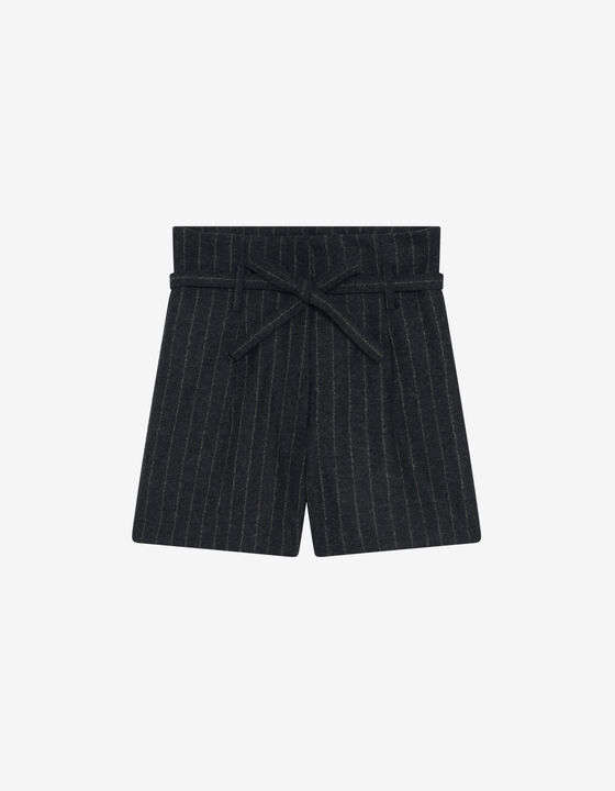 STRIPED BELTED SHORTS