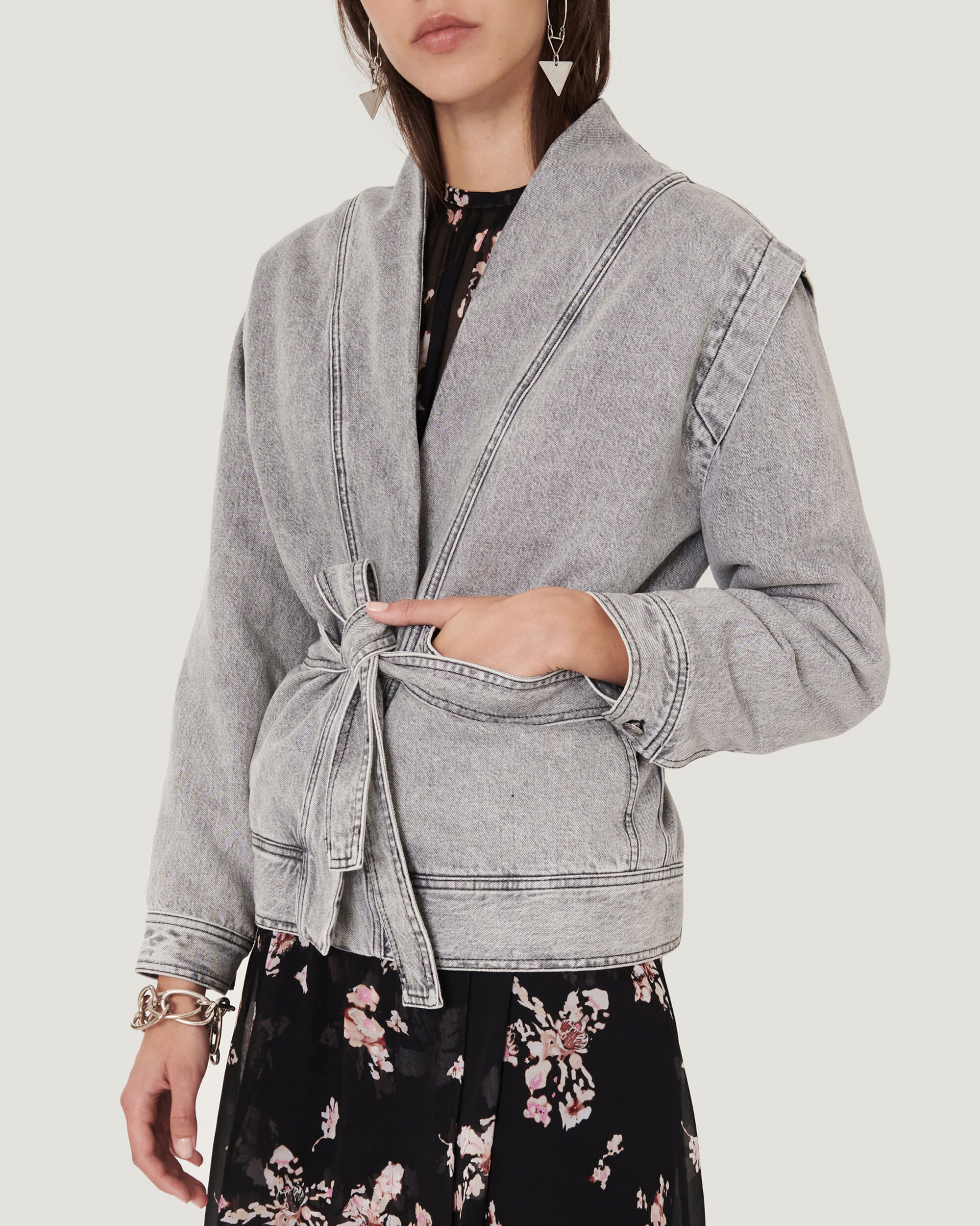 metallic kimono jacket