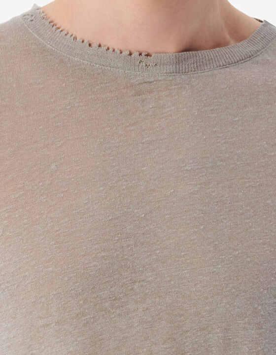 T-SHIRT EN LIN &Agrave; COL ROND