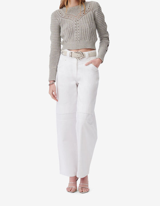 ROUND-NECK CABLE-KNIT SWEATER