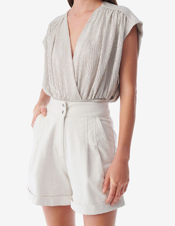 V-NECK LUREX JERSEY TOP