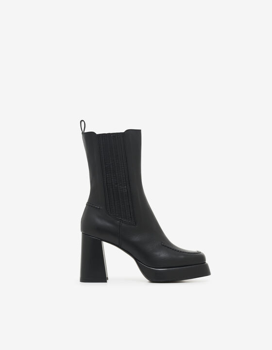 LEATHER PLATFORM ANKLE BOOTS