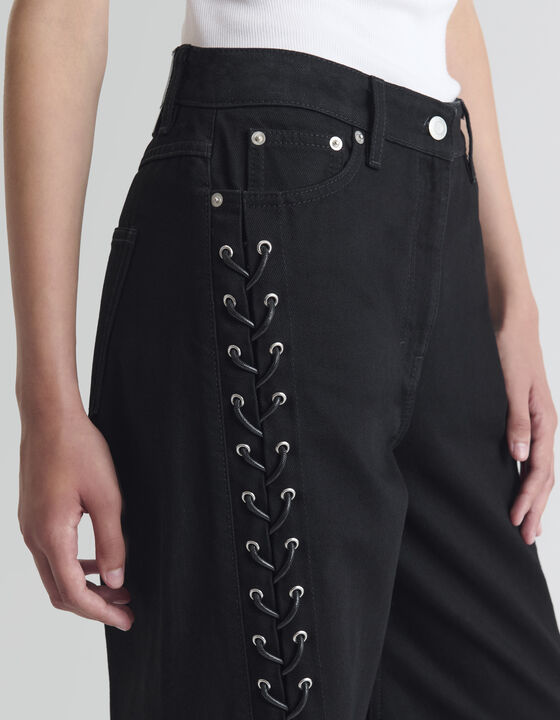 WIDE-LEG LACE-UP JEANS