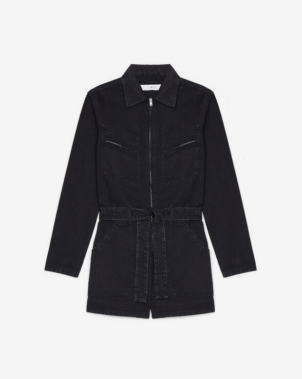 FLORA DENIM BELTED PLAYSUIT