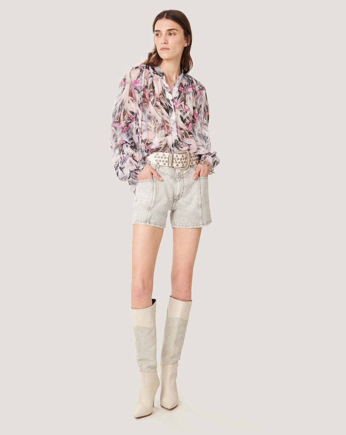 DARSON KNEE HIGH PATCHWORK LEATHER BOOTS image number null