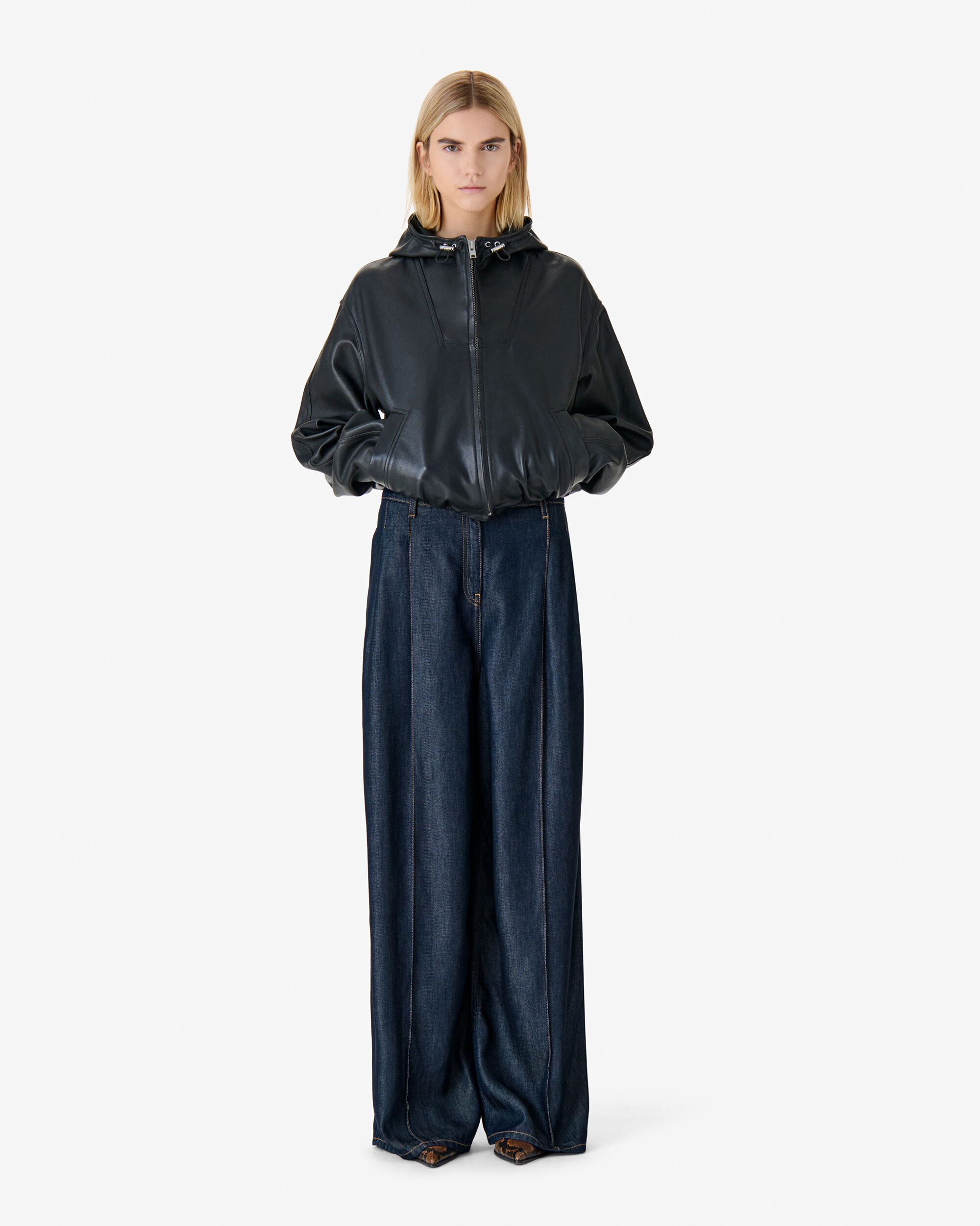 REMY women blue tencel satin denim wide-leg pants | IRO