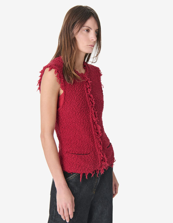 TEXTURED TWEED SLEEVELESS JACKET