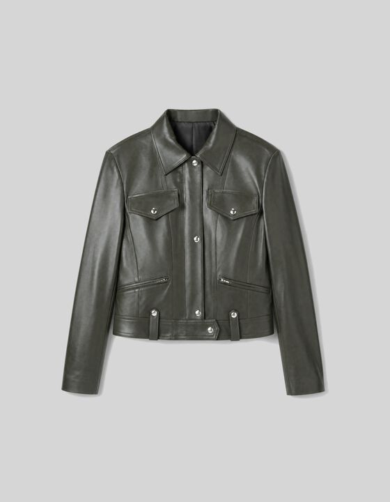 VESTE EN CUIR BI-MATI&Egrave;RE
