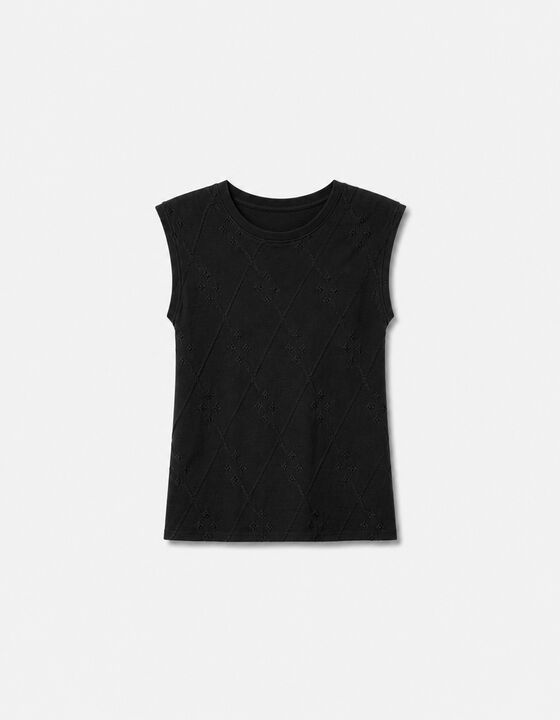 TEXTURED SLEEVELESS T-SHIRT