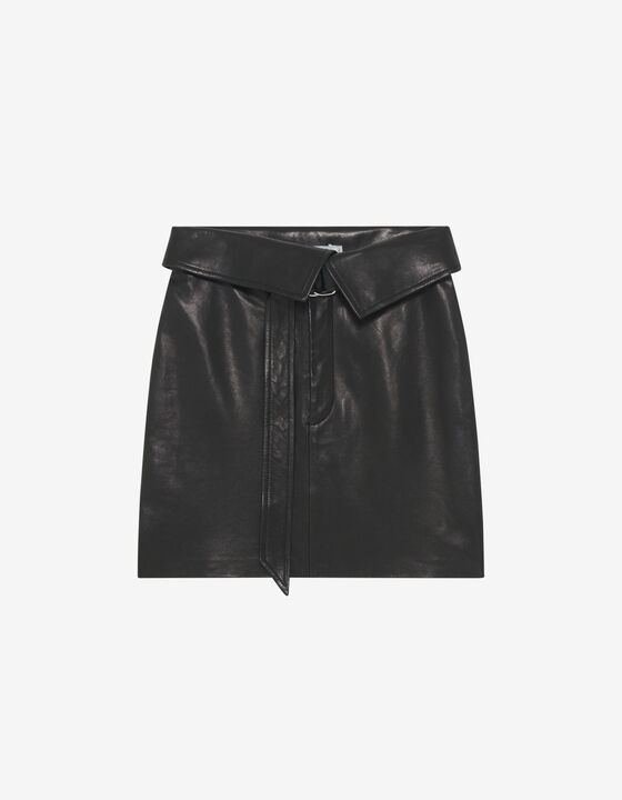 BELTED LEATHER SKIRT