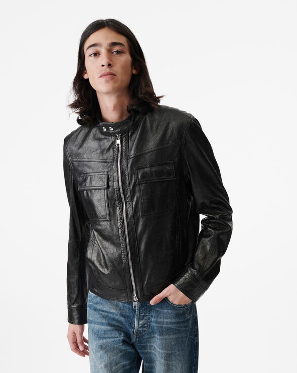 IROWN METALLIC LEATHER JACKET