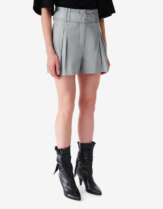 BELTED LEATHER SHORTS