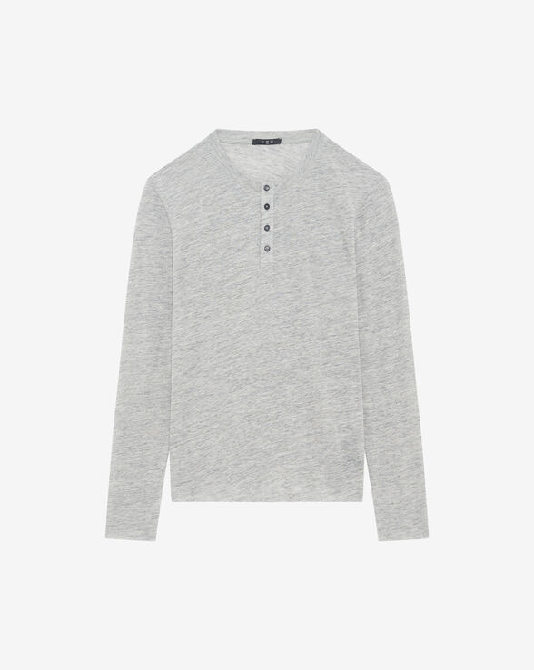 SANDRIO HENLEY NECK LINEN T-SHIRT