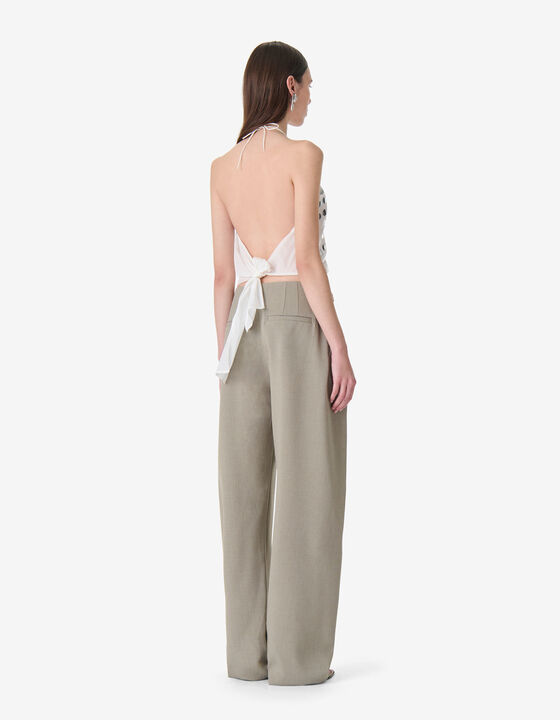 WIDE-LEG PLEATED PANTS