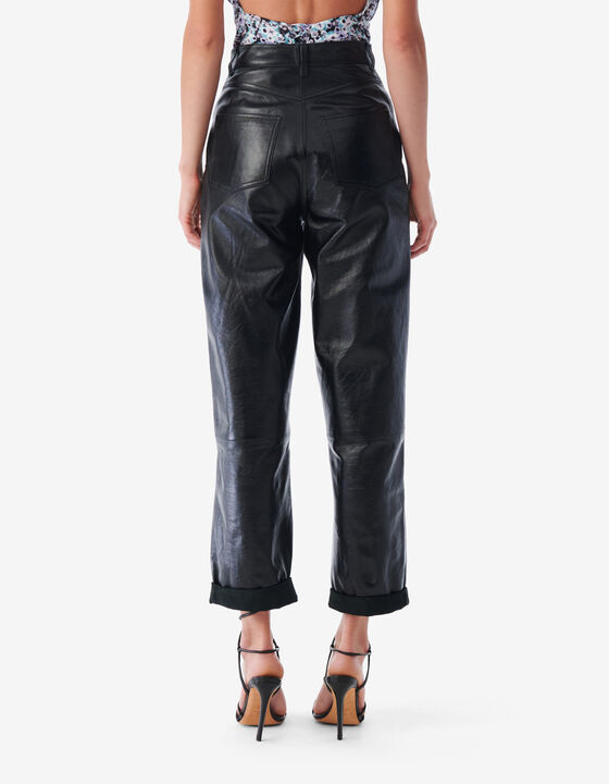 STRAIGHT-CUT PATENT LEATHER PANTS