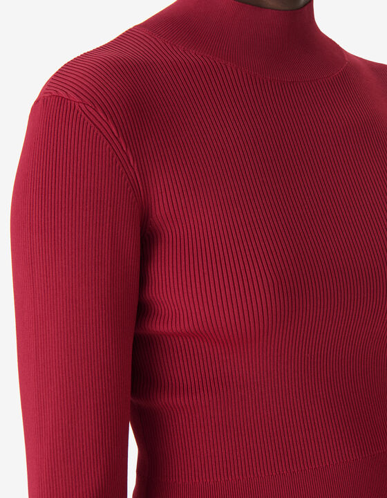 RIBBED PULLOVER WITH TURN-UP COLLAR