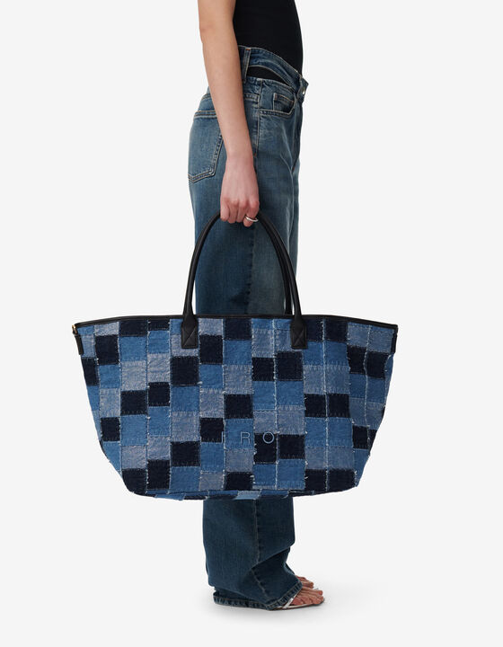 GRAND CABAS EN TOILE DENIM PATCHWORK