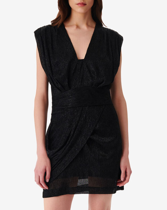 NIARA SHORT DRAPED V-NECK DRESS