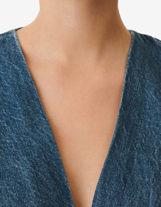 V-NECK DENIM TOP