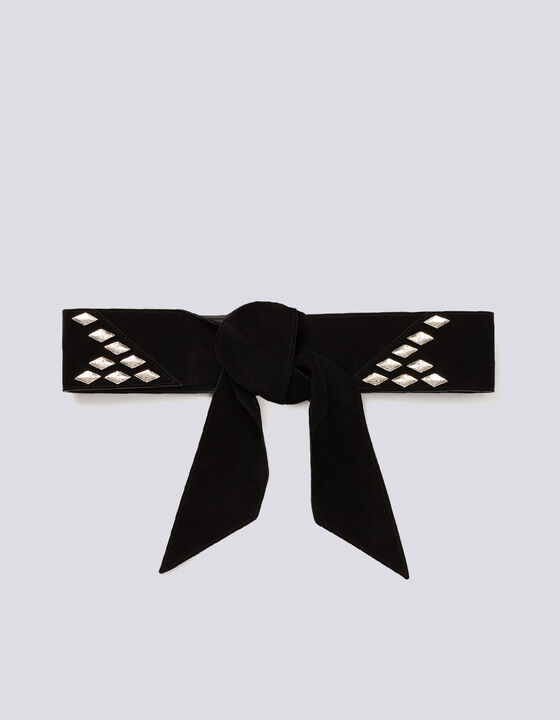 ENEKO SUEDE STUDDED TIE WAIST BELT