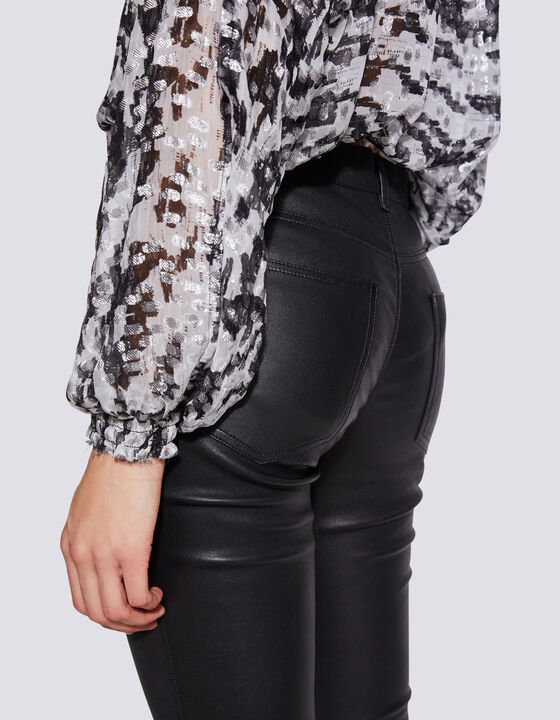 QUARTZ SKINNY SPLIT HEM LEATHER PANTS