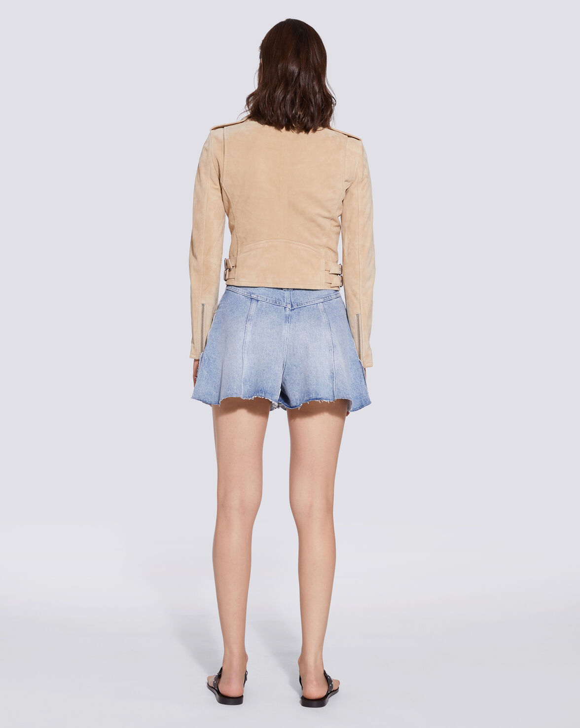 ASHLEY SUEDE LEATHER BIKER JACKET image number null