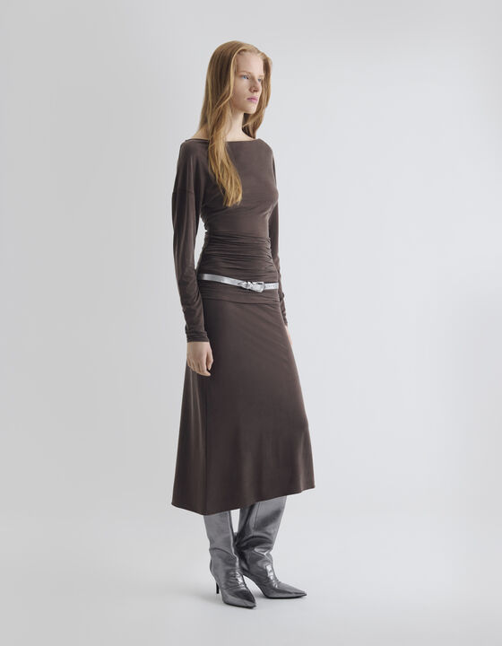 ROBE &Agrave; COL BATEAU MANCHES LONGUES