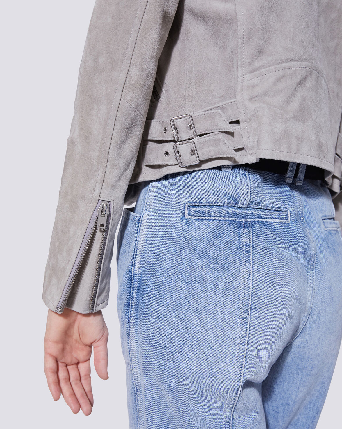 ASHLEY SUEDE LEATHER BIKER JACKET image number null