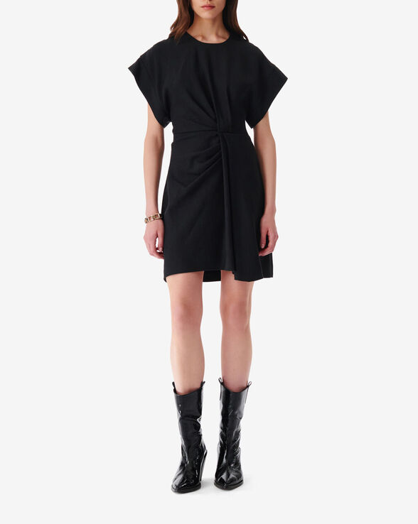 PENA SHORT GATHERED ROUND-NECK DRESS