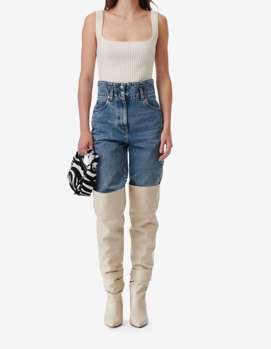 RIBBED SQUARE NECK TOP