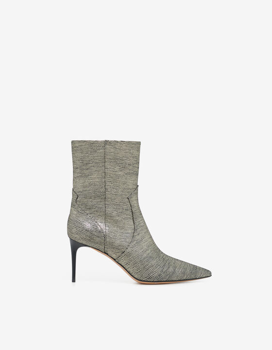 FOIL HIGH-HEEL ANKLE BOOTS