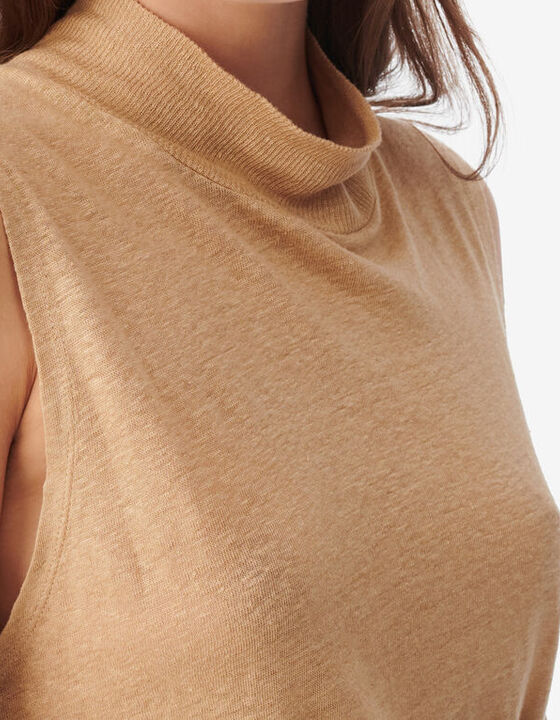 HIGH-NECK LINEN TANK TOP