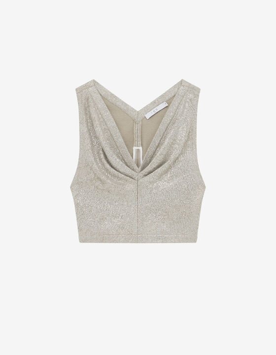 LUREX JERSEY V-NECK TOP