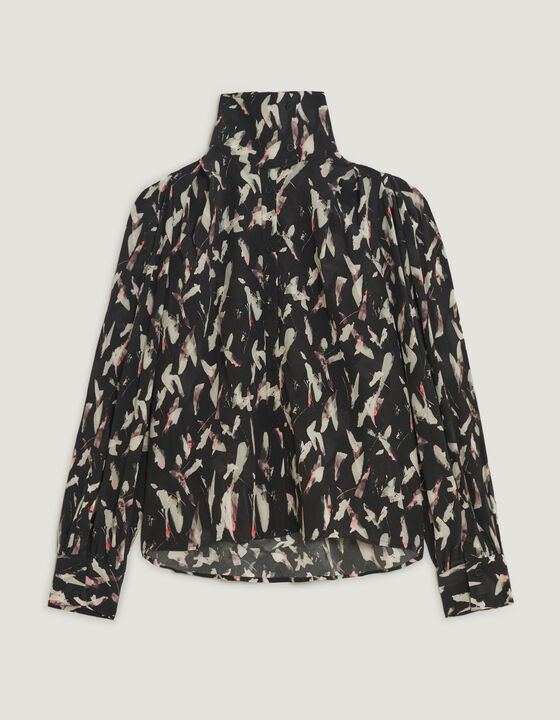 AVILA PRINTED MOCK NECK BLOUSE TOP