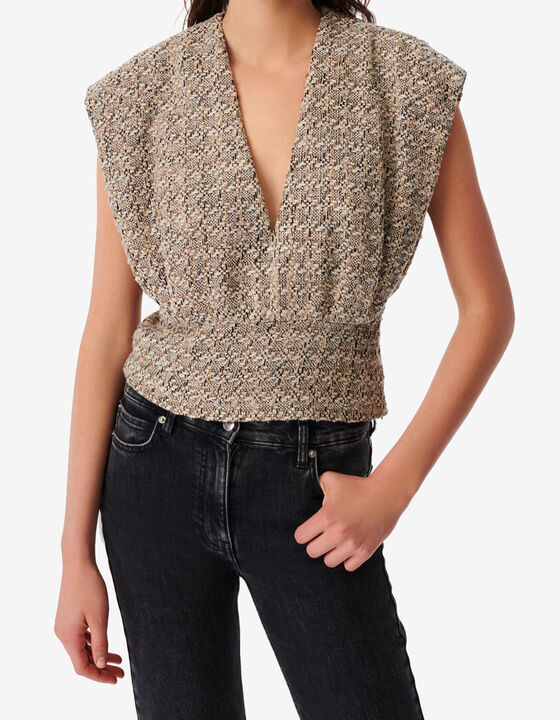 TWEED V-NECK TOP
