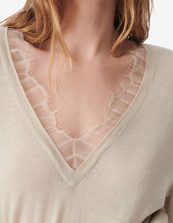 LACE V-NECK SWEATER
