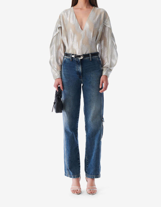 LUREX PLEATED SLEEVE TOP