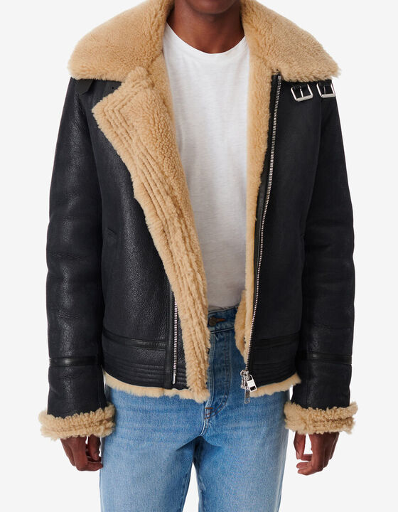 LEATHER STAND-UP COLLAR JACKET