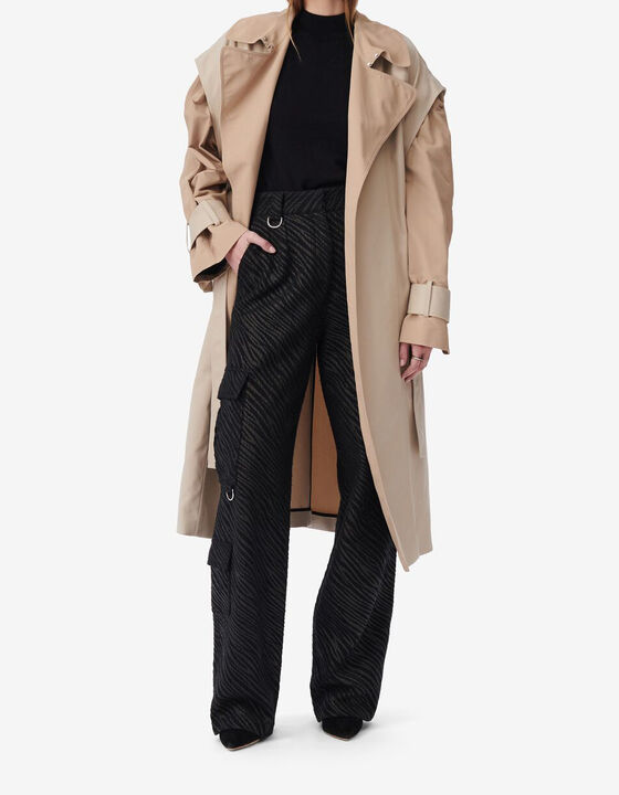 LONG TWO-TONED TRENCH COAT