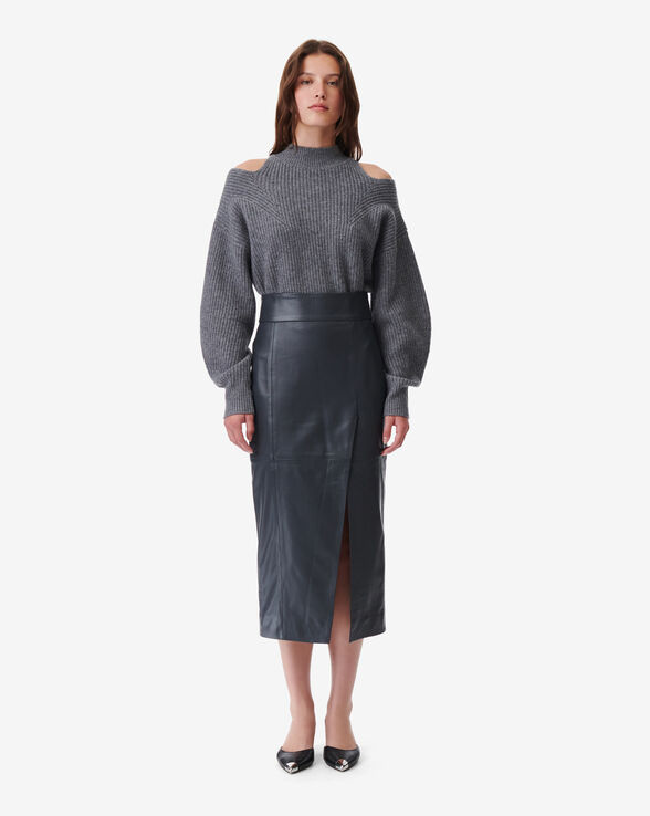 JUPE MIDI EN CUIR MAGALI